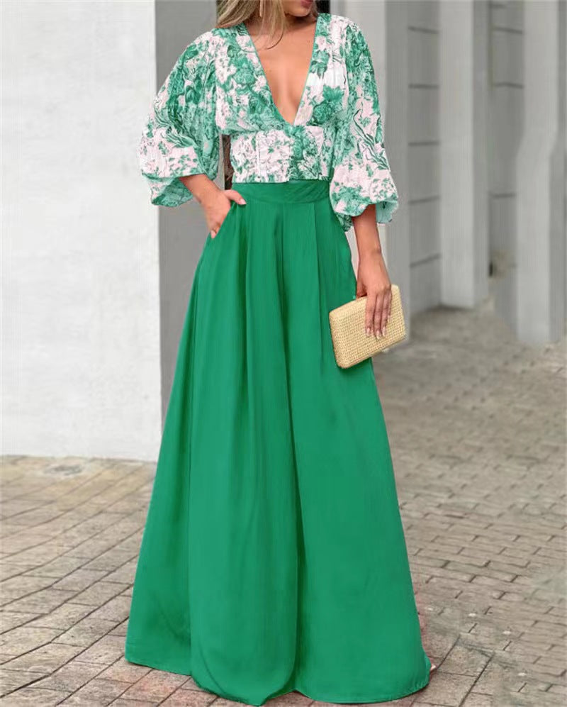 Sexy Deep V Neck Summer Two Pieces Women Suits-Suits-Green-S-Free Shipping Leatheretro