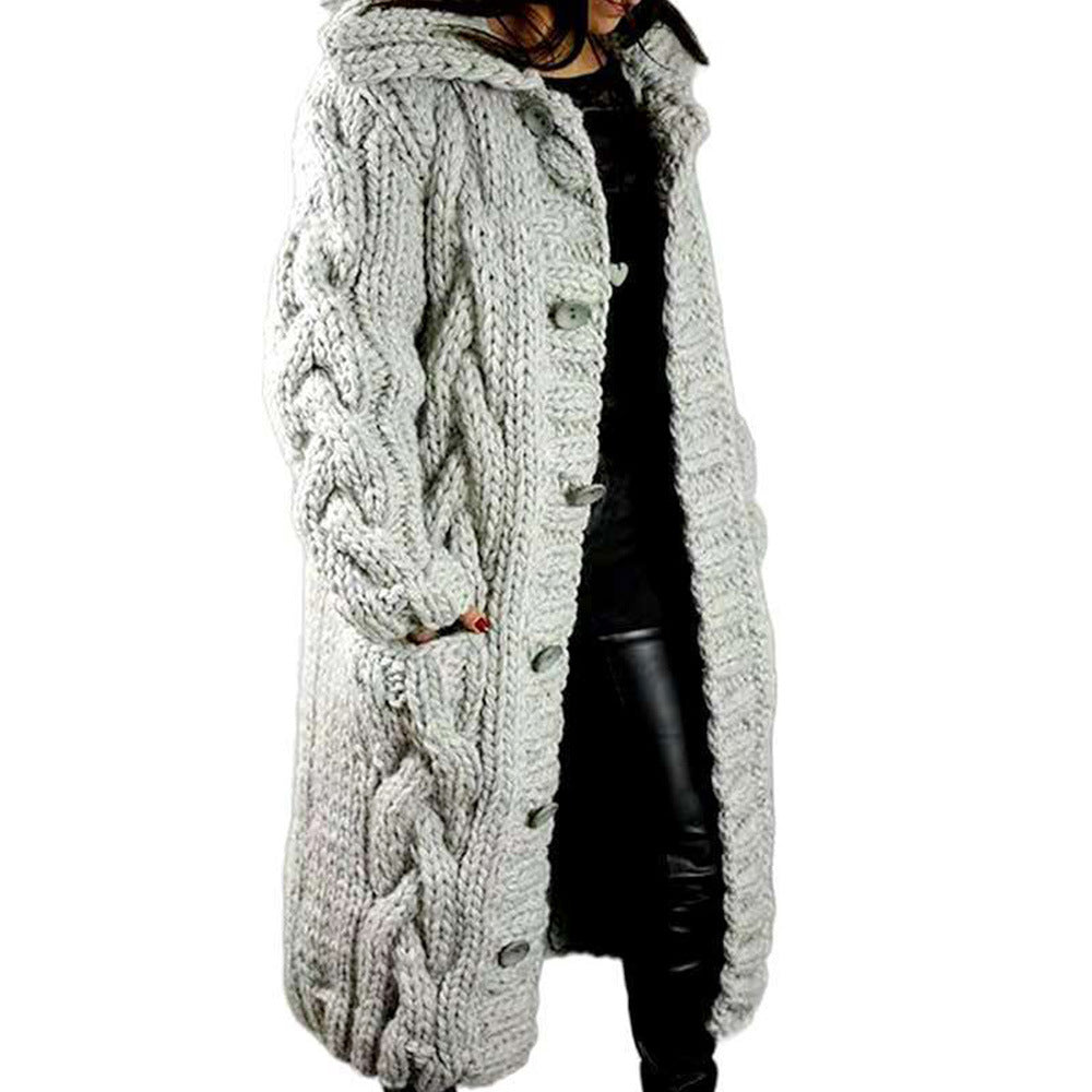 Women Winter Knitted Cardigan Overcoats-Shirts & Tops-Gray-S-Free Shipping Leatheretro