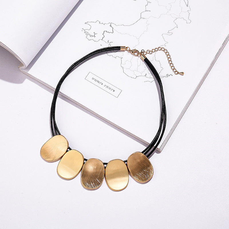 Fashion Ethnic Alloy Geometry Shape Necklace for Women-Necklaces-Golden-Free Shipping Leatheretro
