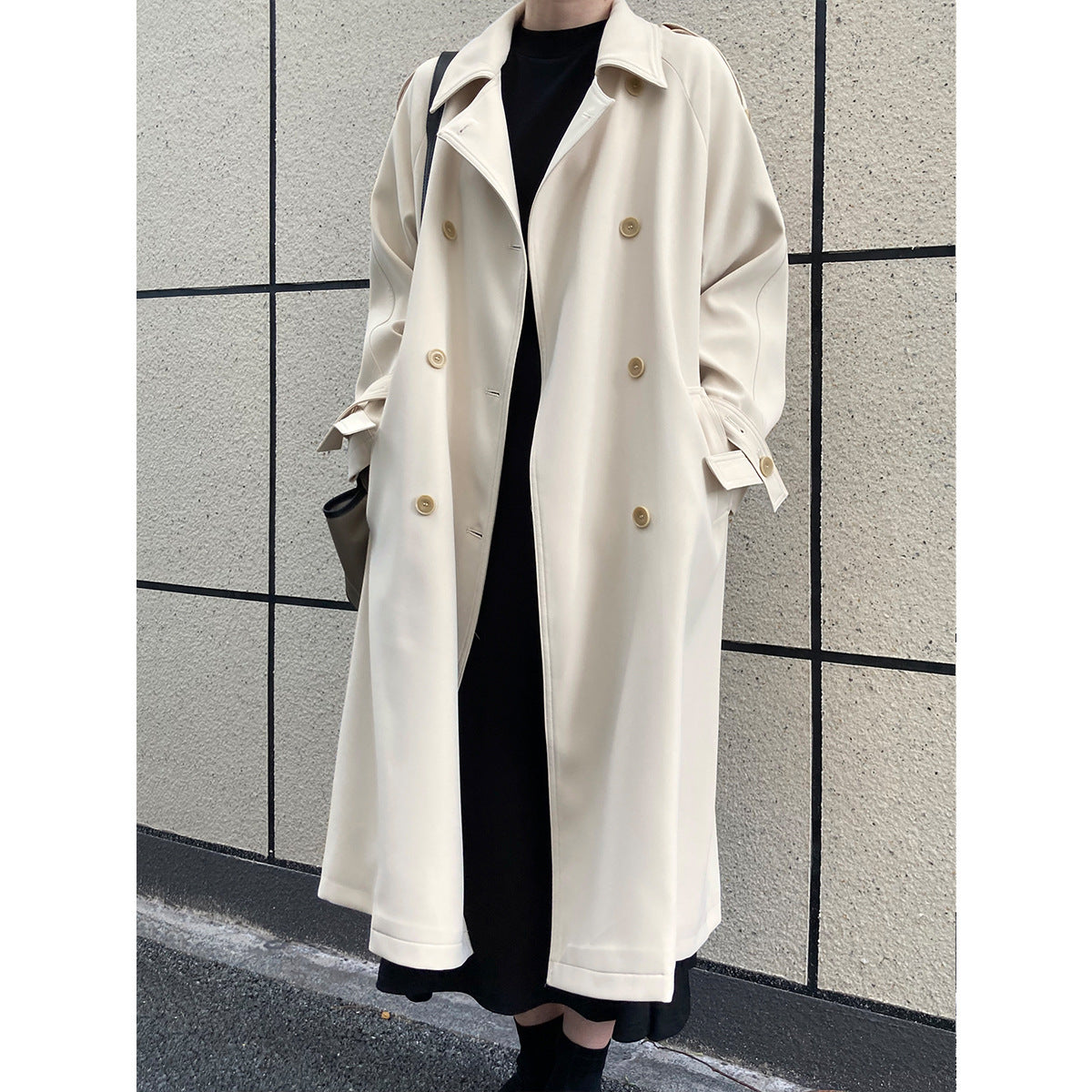Fashion Fall Wind Break Long Overcoats for Women-Outerwear-Ivory-S-Free Shipping Leatheretro