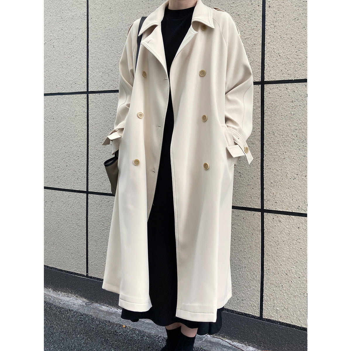 Fashion Loose Long Trench Coats for Women-Coats & Jackets-Apricot-S-Free Shipping Leatheretro