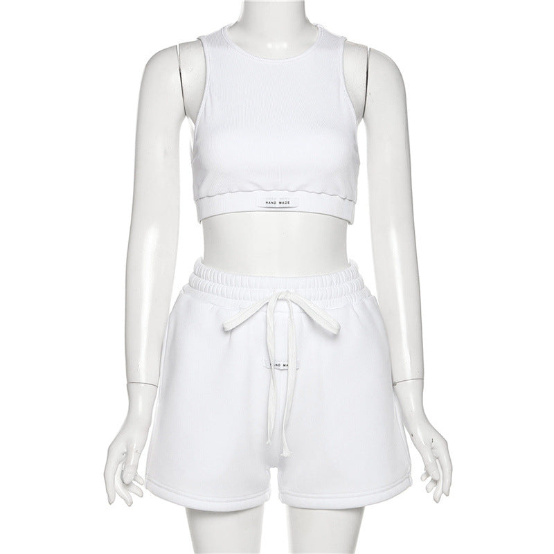 Summer Casual Sleeveless Shorts and Midriff Baring Tops-Suits-White-S-Free Shipping Leatheretro