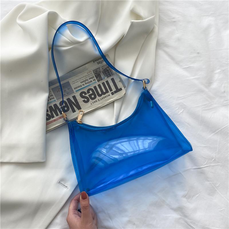 Fashion Summer Trasparent Jelly Handbags-Blue-Free Shipping Leatheretro