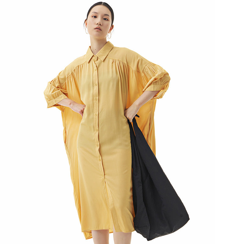 Casual Summer Puff Sleeves Women Shirt Dresses-Dresses-White-One Size-Free Shipping Leatheretro