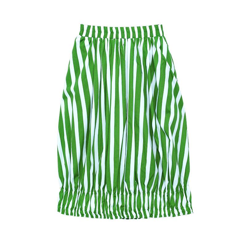 Fashion Personal Striped Shirts&skirts Two Pieces Sets-Two Pieces Suits-Green-Skirt-One Size-Free Shipping Leatheretro