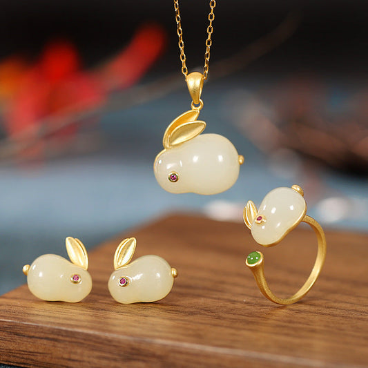 Sterling Sliver Gold-Plating Cute Rabbit Design Jewelry Sets-Jewelry-Necklace-Free Shipping Leatheretro
