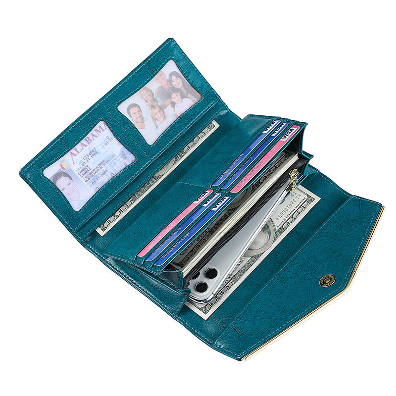 Fashion Cowhide Leather Multi Functional Leather Wallets for Women TP218-Leather Wallets for Women-Wine Red-Free Shipping Leatheretro