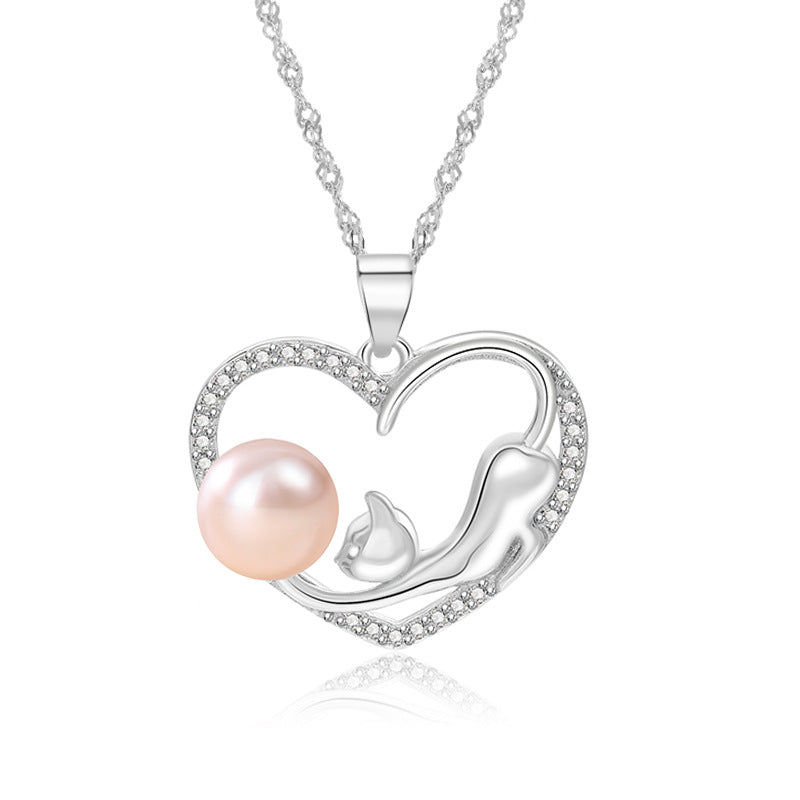 Designed Sterling Silver Necklace for Women 1793-Necklaces-White Pearl-Free Shipping Leatheretro