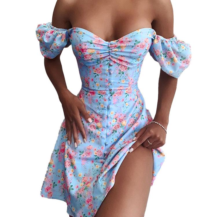 Sexy Off The Shoudler Puff Sleeves Dresses-Mini Dresses-The same as picture-S-Free Shipping Leatheretro