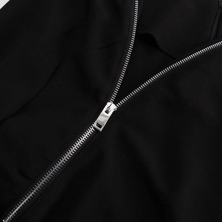 Sexy Designed Zipper Black Sheath Dresses-Dresses-Black-S-Free Shipping Leatheretro