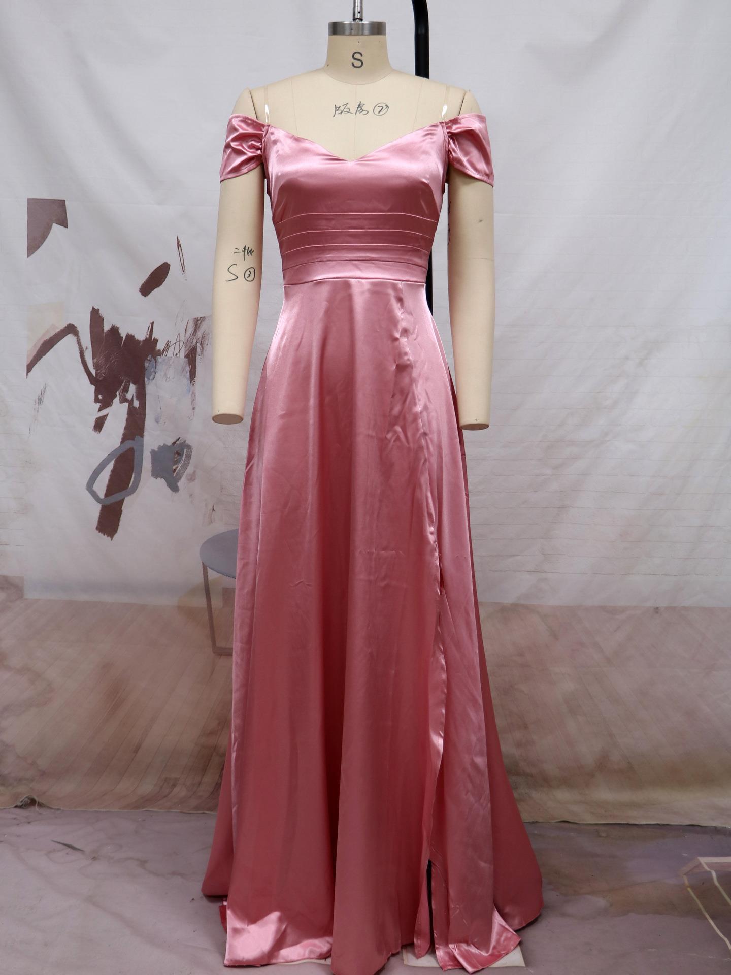 Elegant Off The Shoulder Bridesmaid Dresses-Dresses-Pink-S-Free Shipping Leatheretro