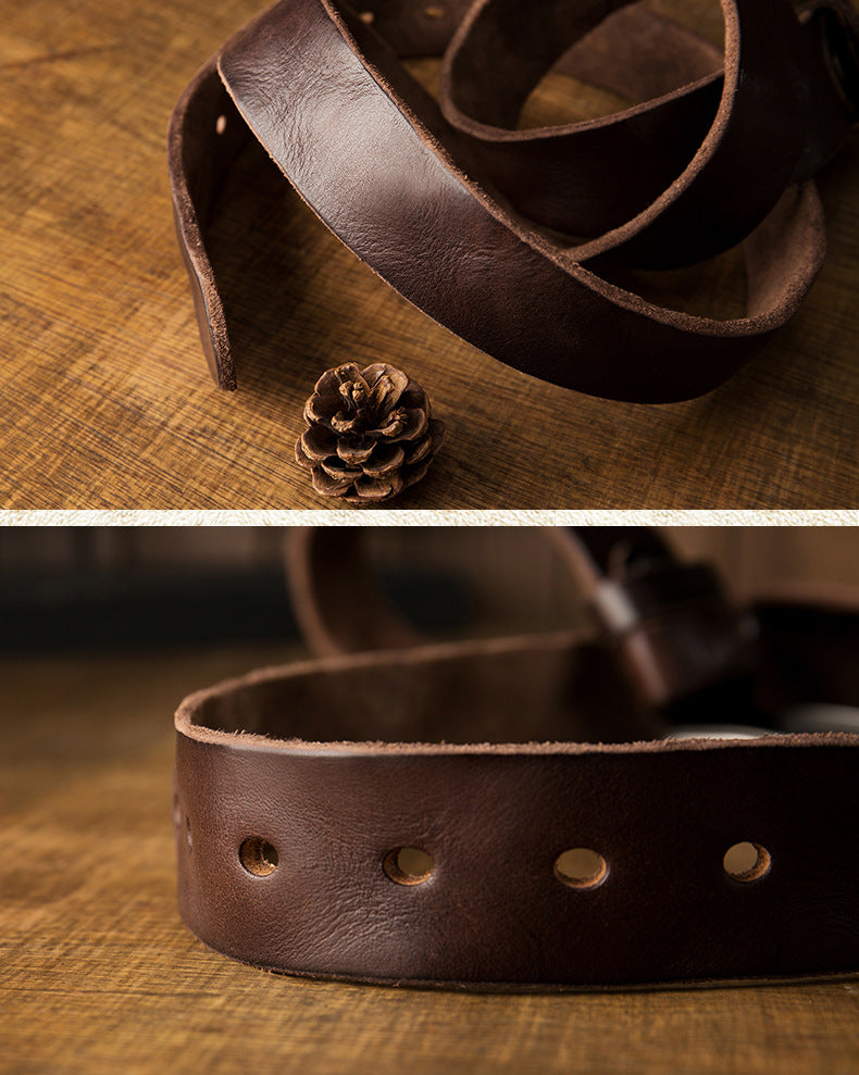 Handmade Casual Pin Buckle Leather Belt-Leather Belt-Coffee-130cm-Free Shipping Leatheretro