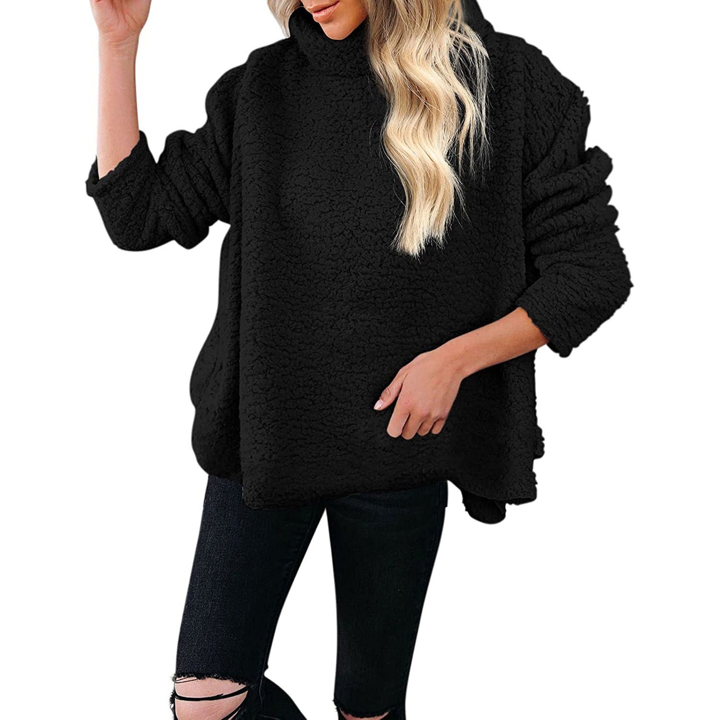 Women Warm Turtleneck Woolen Plus Sizes Winter Sweaters-Black-S-Free Shipping Leatheretro