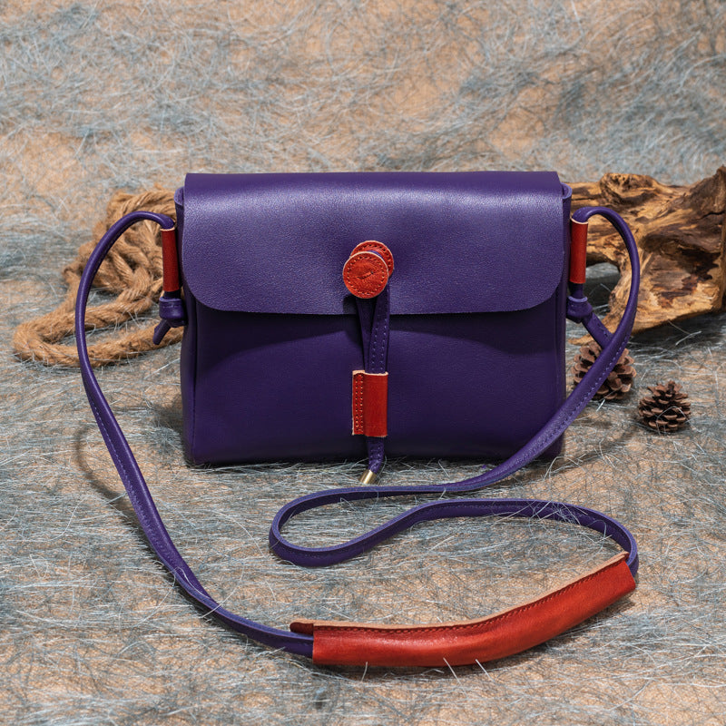 Vintage Cute Leather Shoulder Bags for Women 6011-Handbags-Purple-Free Shipping Leatheretro