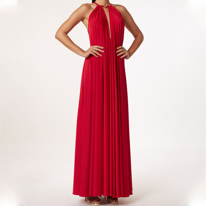 Summer Halter Sleeveless Long Dresses-Dresses-Red-S-Free Shipping Leatheretro