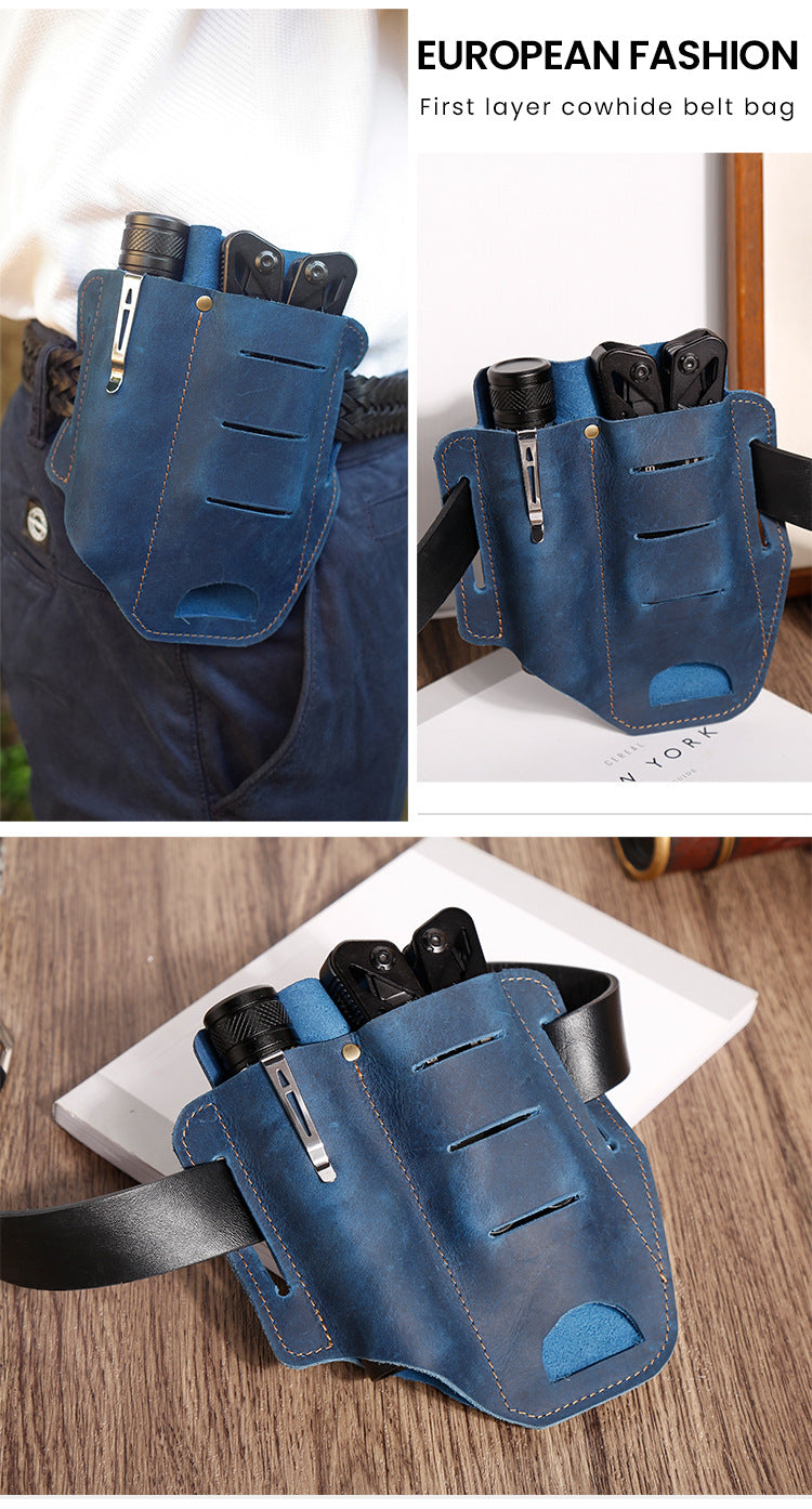 Men Organizer Tactical Package Leather Waist Bags J6547-Leather Waist Bag-Brown-Free Shipping Leatheretro