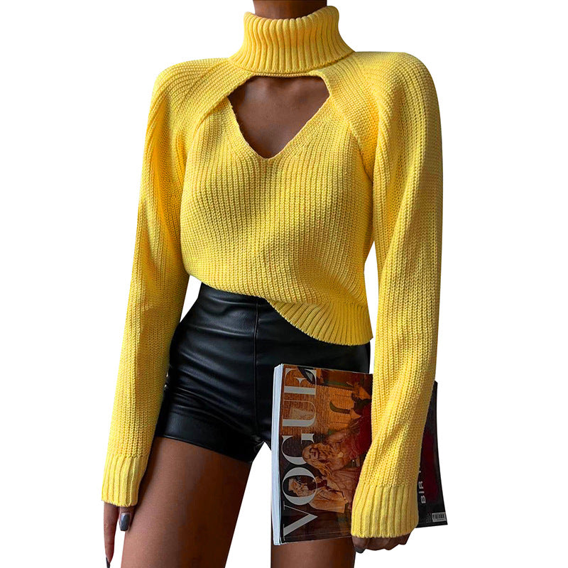 Casual Turtleneck Knitting Top Sweaters-Shirts & Tops-Yellow-S-Free Shipping Leatheretro