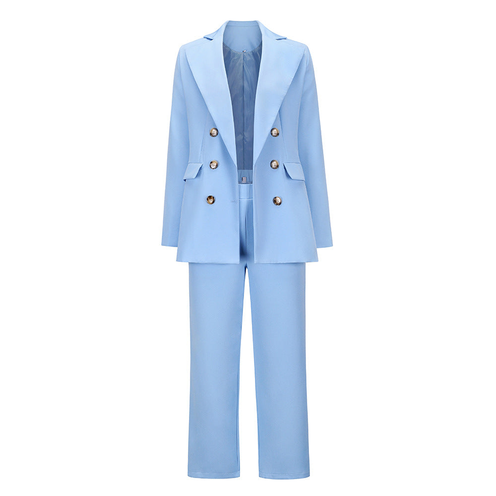 Classy Office Lady Blazers&pants Outfit Sets-Outfit Sets-Blue-S-Free Shipping Leatheretro
