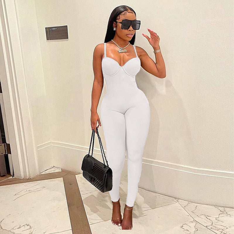 Sexy High Waist Casual Women Sports Jumpsuits-Suits-White-S-Free Shipping Leatheretro