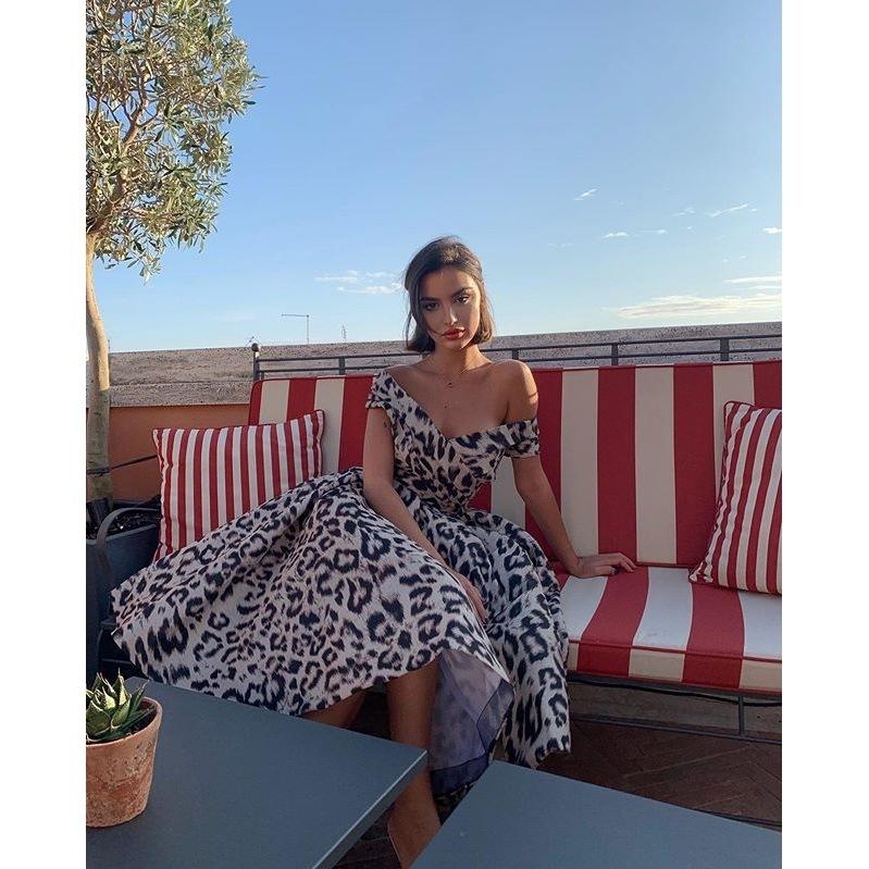 Leopard Off The Shoulder Midi Dresses-Sexy Dresses-The same as picture-S-Free Shipping Leatheretro