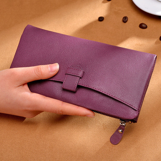 Large Storage Leather Double Long Wallets for Women 3482-Handbags, Wallets & Cases-Purple-Free Shipping Leatheretro