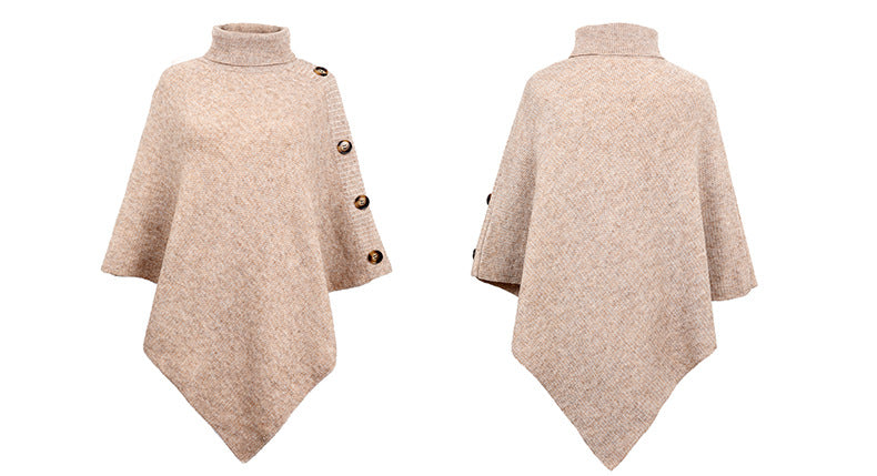 Casual High Neck Knitted Cloak Coats for Women-Coats & Jackets-Pink-F-Free Shipping Leatheretro