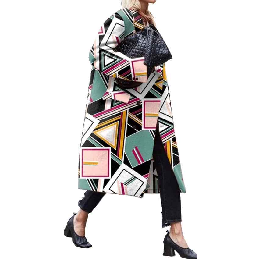 Elegant Printed Long Overcoats for Women-Outerwear-The same as picture-S-Free Shipping Leatheretro