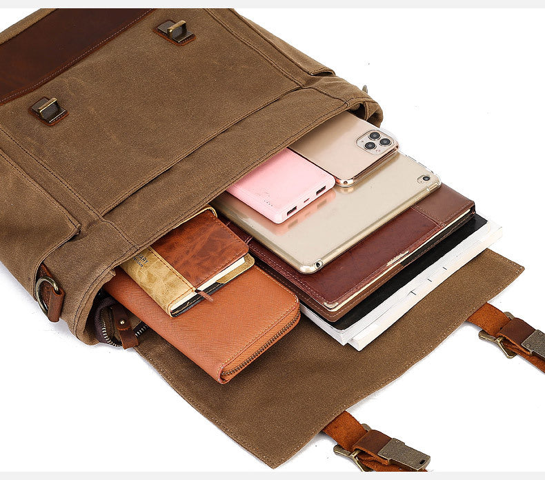 Retro Leather Canvas Business Bags for Men-Backpacks-Black-Free Shipping Leatheretro