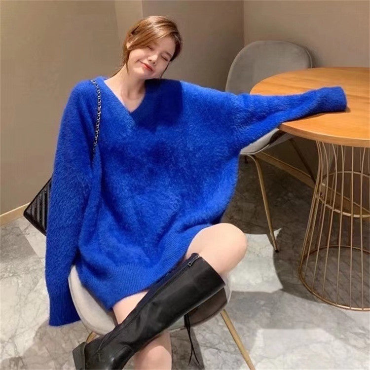 Warm Thick Winter Knitting Top Sweaters for Women-Sweater&Hoodies-Blue-One Size-Free Shipping Leatheretro