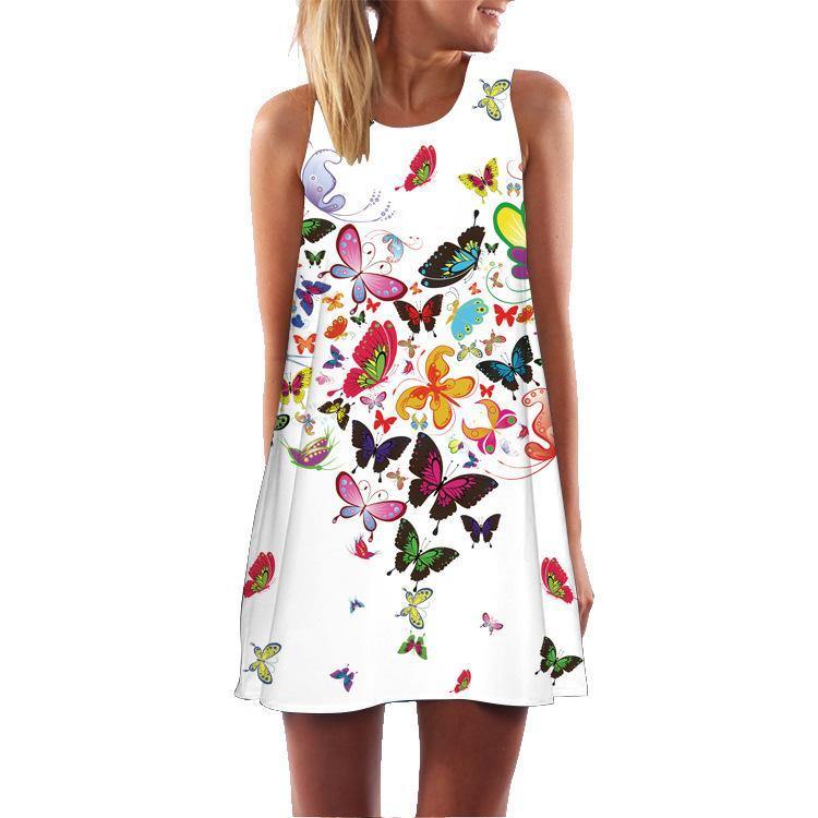 Summer 3D Floral Print Sleeveless Mini Short Dresses-Mini Dresses-3-S-Free Shipping Leatheretro
