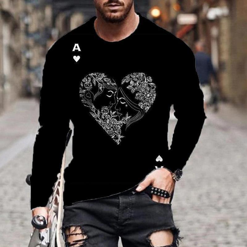 Casual Men Poke Design Long Sleeves T Shirts-Men's T Shirts-10-S-Free Shipping Leatheretro