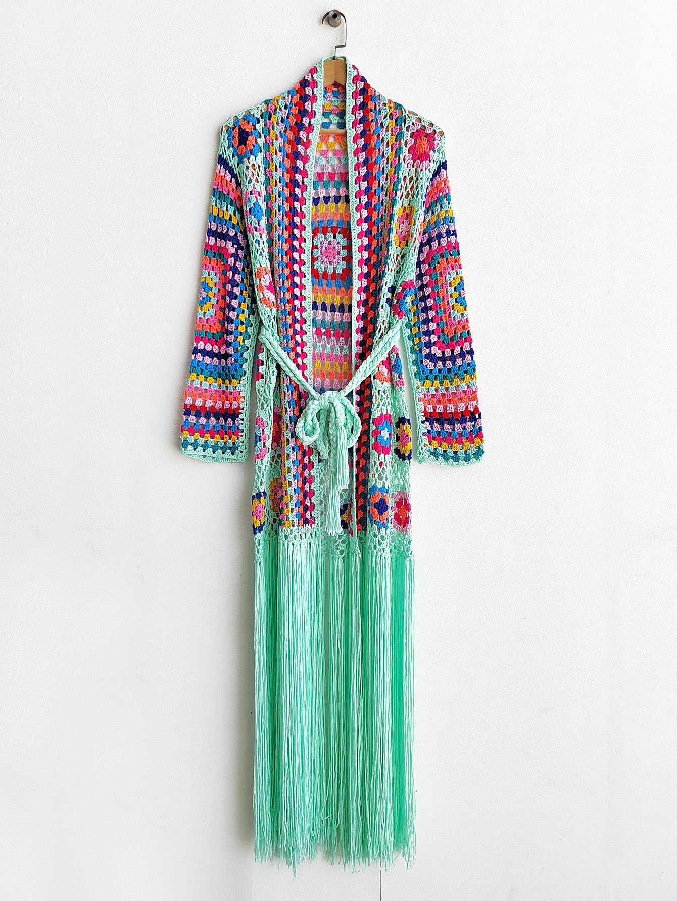 Colorful Crochet Irregular Tassels Coats for Women-Shirts & Tops-Black-S-Free Shipping Leatheretro