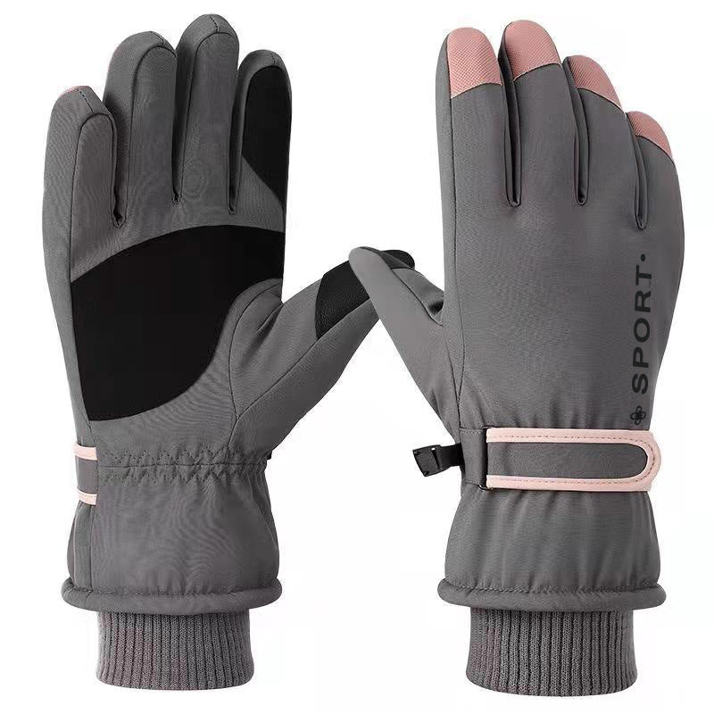 Winter Warter Proof Warm Skiing Gloves for Men and Women-Gloves & Mittens-Women-Gray-One Size-Free Shipping Leatheretro