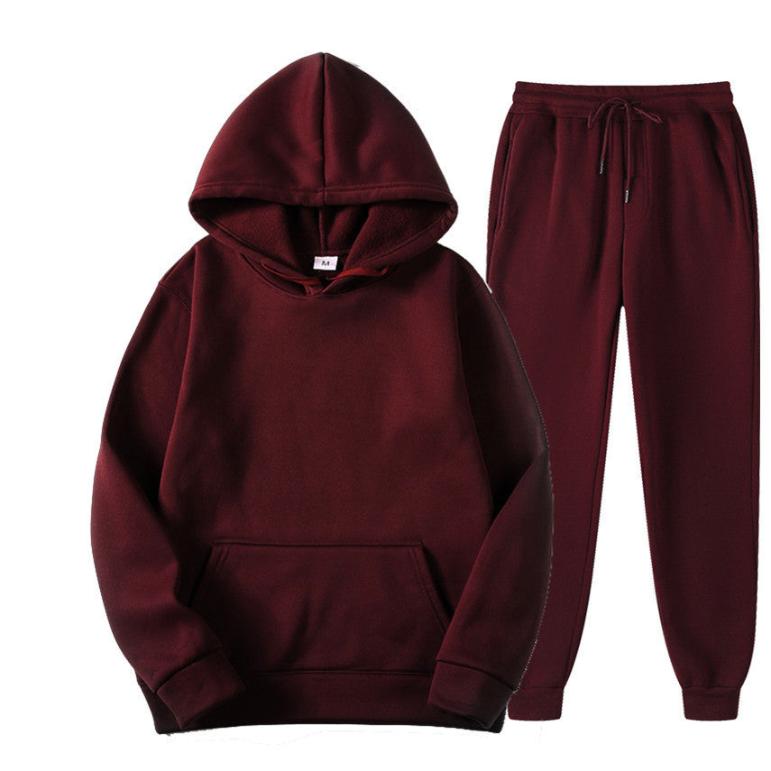 Casual Pullover Hoodies and Sports Pants Sets for Women and Men-Suits-Wine Red-S-Free Shipping Leatheretro