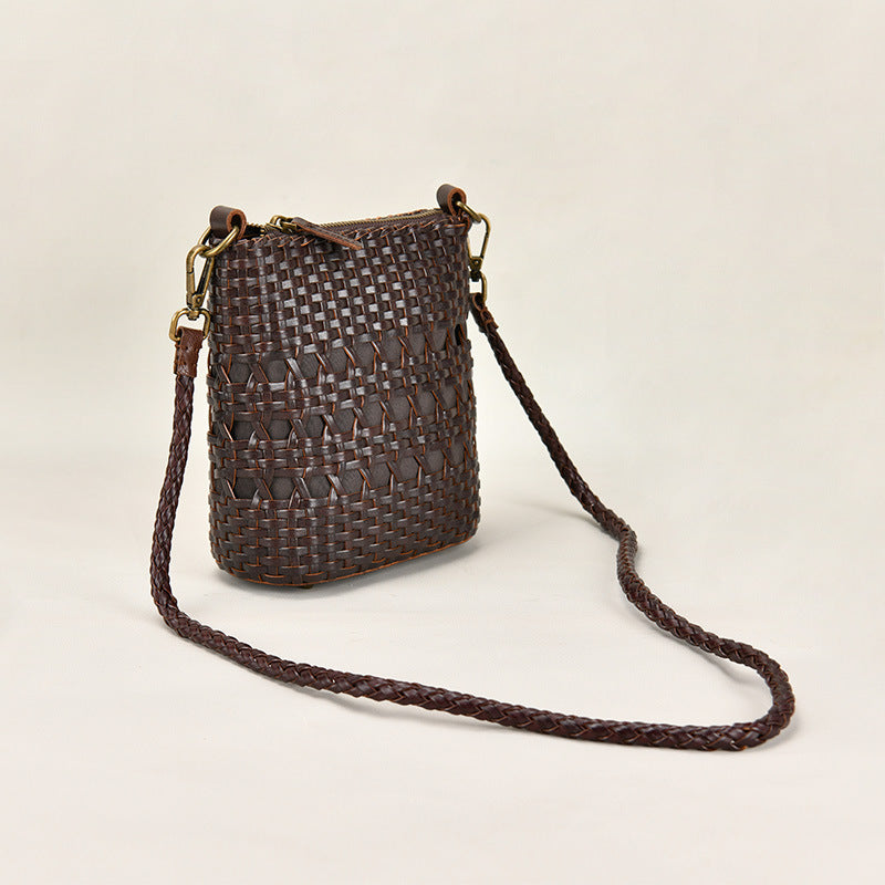Special Design Woven Leather Bags for Women 8088-Handbags, Wallets & Cases-Brown-Free Shipping Leatheretro
