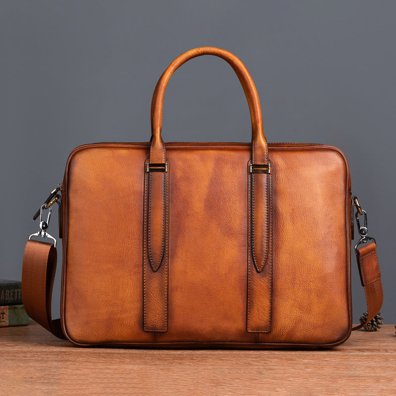 Vintage Leather Casual Briefcase for Men 1310-Leather Briefcase-Brown-Free Shipping Leatheretro