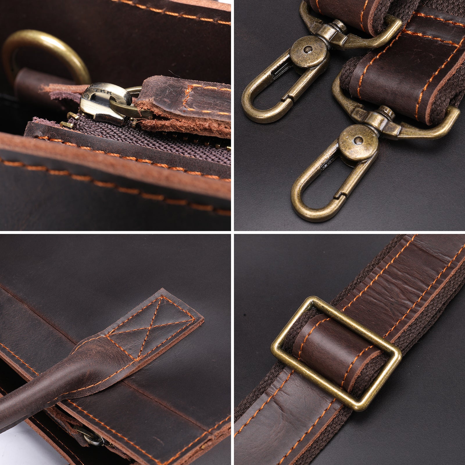 Vintage Business Leather Crossbody Bags for Men 5025-Handbags-Coffee-Free Shipping Leatheretro