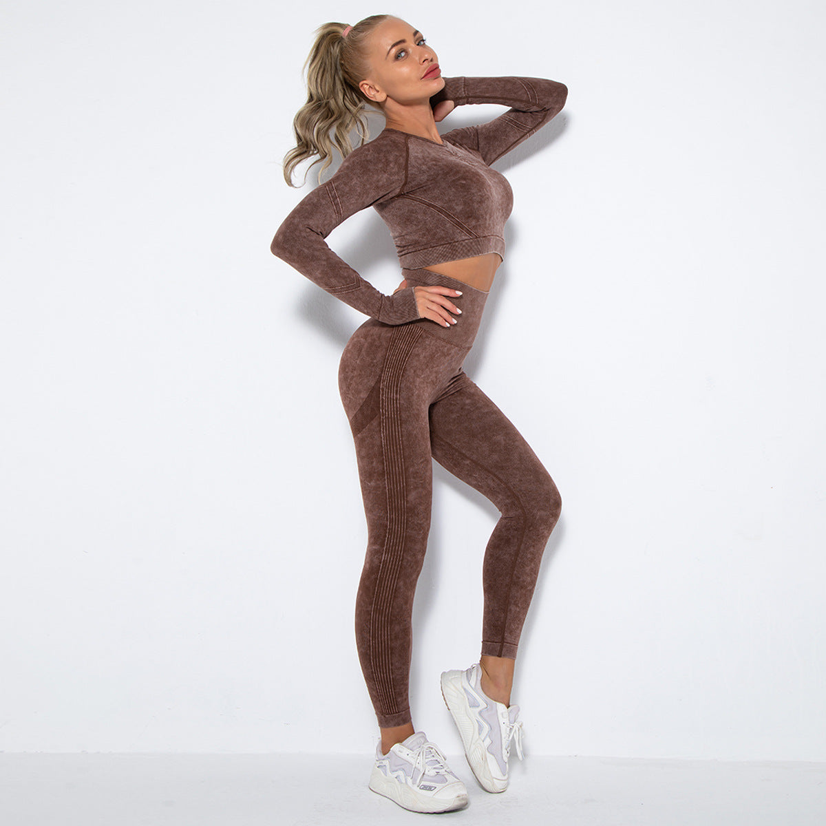 Sexy Simple Style Running Sports Suits-Suits-Coffee-S-Free Shipping Leatheretro