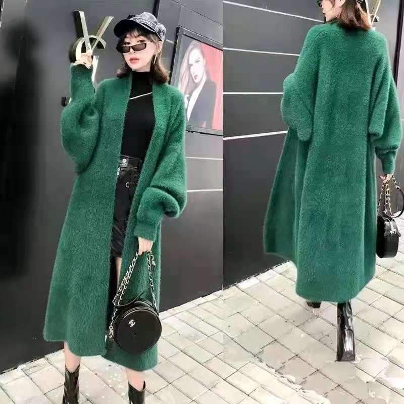 Women Winter Warm Velvet Long Cardigan Overcoat-Women Outerwear-Green-One Size-Free Shipping Leatheretro