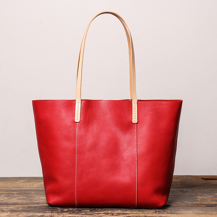 Fashion Women Large Storage Leather Handbas L1016-Leather Women Bags-Red-Free Shipping Leatheretro