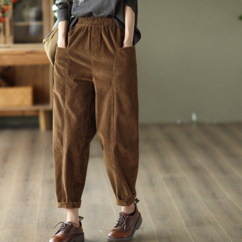 Vintage Harem Pants for Women-Women Bottoms-Brown-M-Free Shipping Leatheretro
