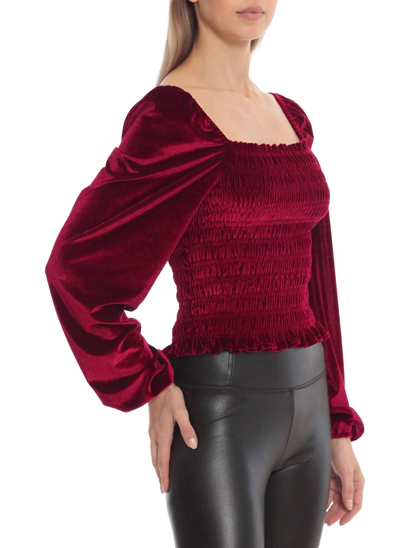 Elegant Designed Velvet Long Sleeves T Shirts-Shirts & Tops-Black-S-Free Shipping Leatheretro