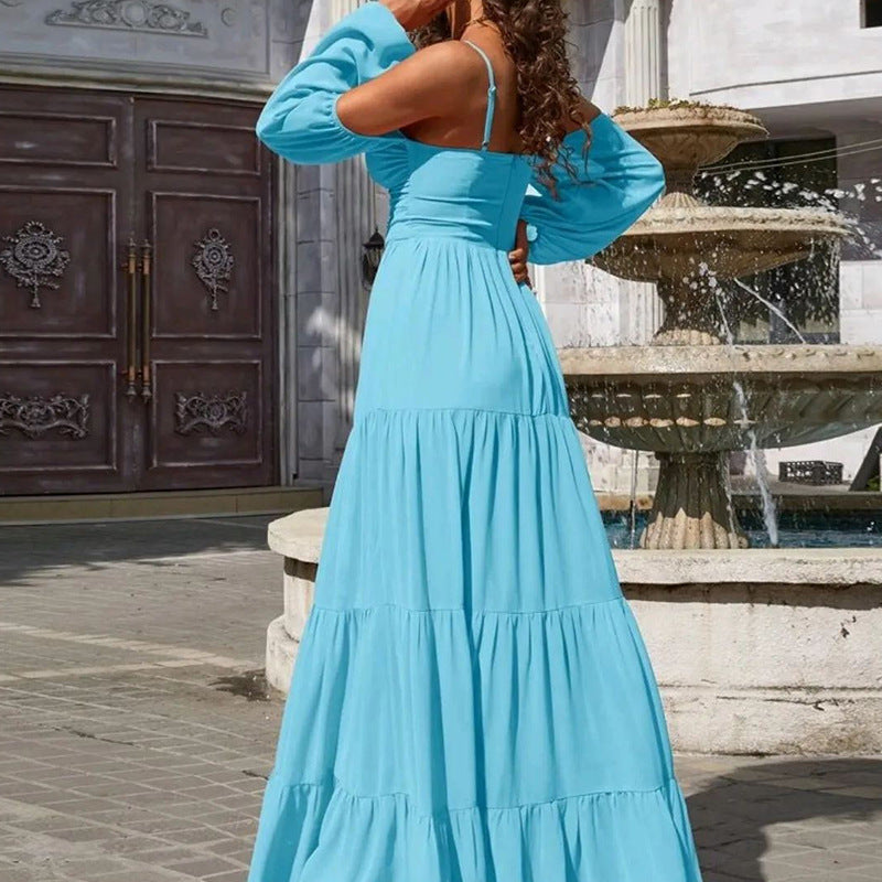 Sexy Summer Long Sleeves Dresses-Dresses-Light Blue-S-Free Shipping Leatheretro