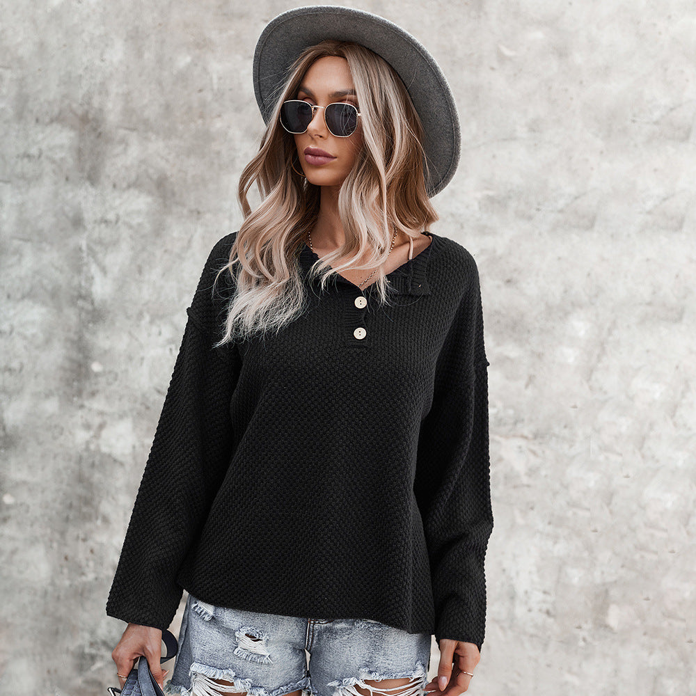 Women Knitting Pullover Sweaters-Shirts & Tops-Black-S-Free Shipping Leatheretro