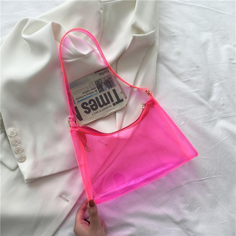 Fashion Summer Trasparent Jelly Handbags-Pink-Free Shipping Leatheretro
