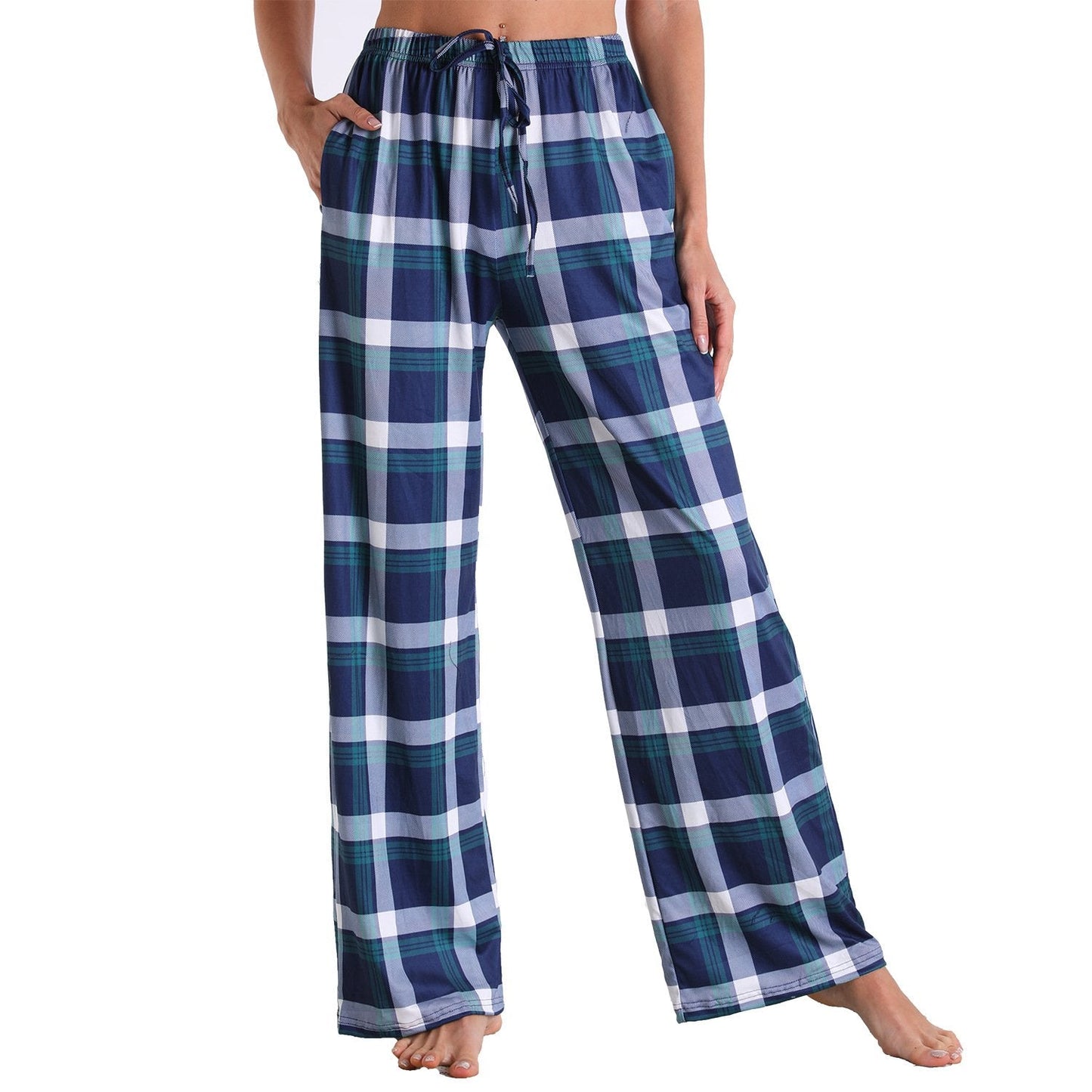 Causal Plaid Women Pajamas Pants Elastic Cord-Pajamas-3011-S-Free Shipping Leatheretro