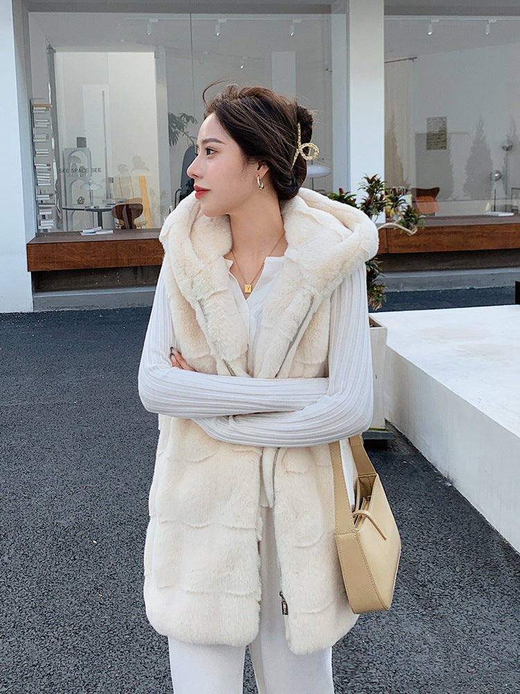 Artificial Fur Sleeveless Vest Coats for Women-vest-White-S-Free Shipping Leatheretro