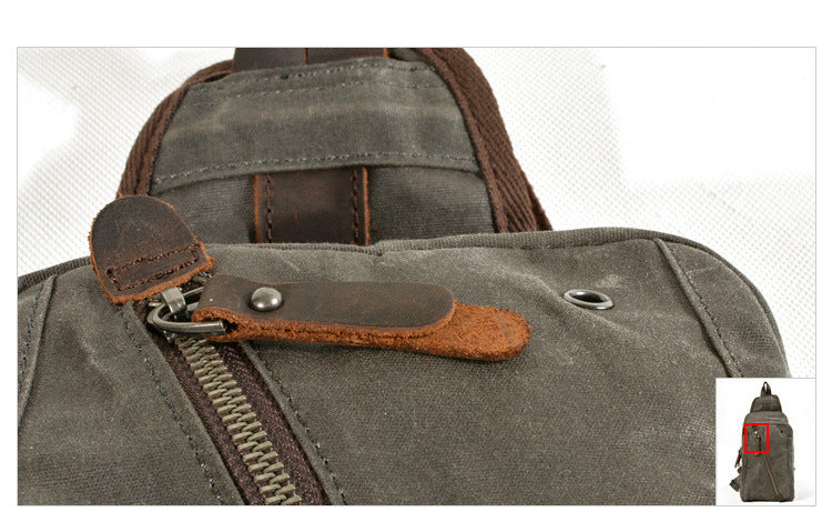 Leisure Mini Canvas Chest Bags for Men 6018-Handbags, Wallets & Cases-Khaki-Free Shipping Leatheretro