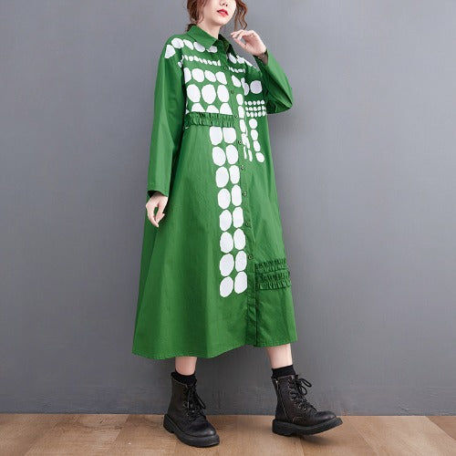Casual A Line Plus Sizes Long Cozy Dresses-Dresses-Green-L-Free Shipping Leatheretro