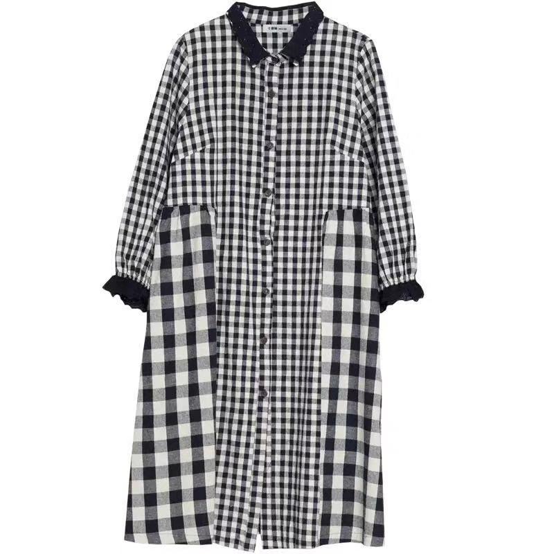 Vintage Plaid Long Sleeves Midi Dresses-Dresses-The same as picture-M-Free Shipping Leatheretro